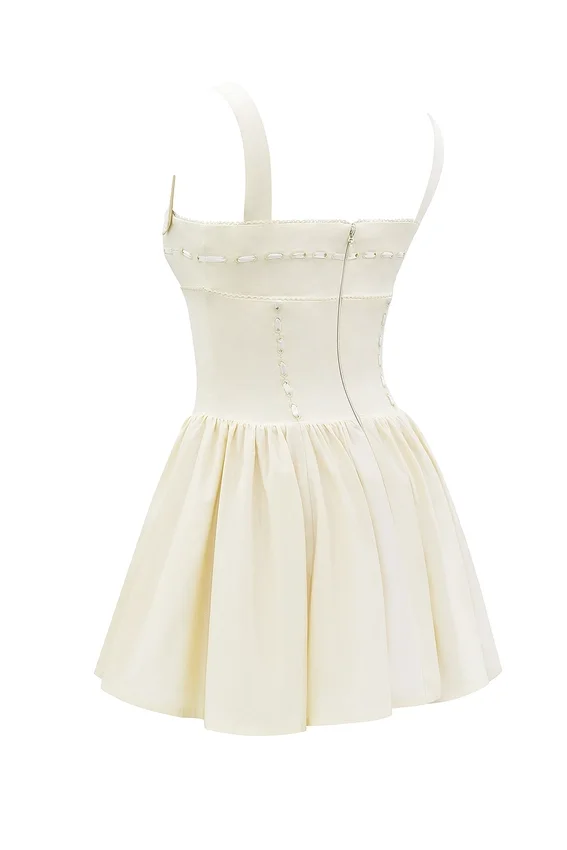 Honor Buttermilk Ribbon Detailed Mini Dress Honor Buttermilk Ribbon Detailed Mini Dress