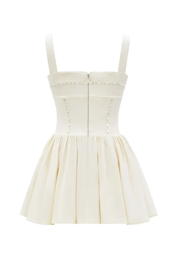 Honor Buttermilk Ribbon Detailed Mini Dress Honor Buttermilk Ribbon Detailed Mini Dress