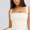 Honor Buttermilk Ribbon Detailed Mini Dress Honor Buttermilk Ribbon Detailed Mini Dress