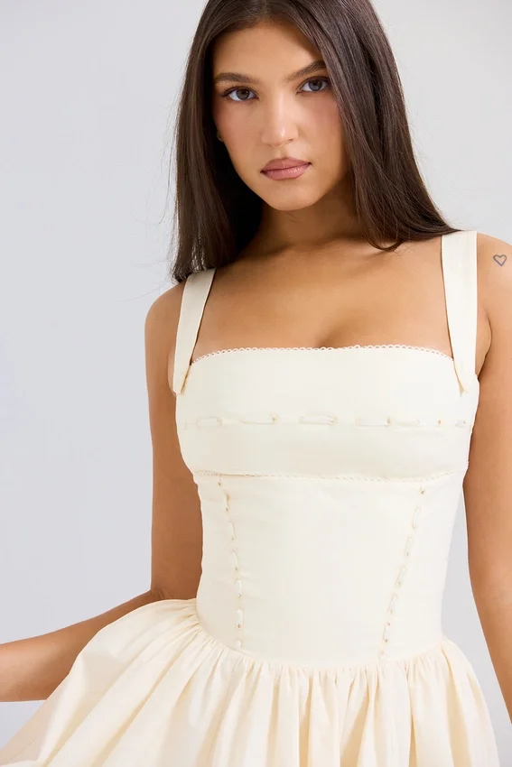 Honor Buttermilk Ribbon Detailed Mini Dress Honor Buttermilk Ribbon Detailed Mini Dress