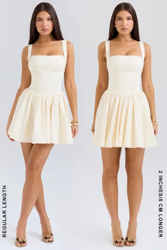 Honor Buttermilk Ribbon Detailed Mini Dress Honor Buttermilk Ribbon Detailed Mini Dress
