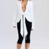 Hope White Draped Tie Front Shirt