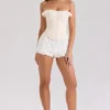 Idella Cream Satin Lace Trim Corset Top Idella Cream Satin Lace Trim Corset Top