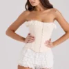 Idella Cream Satin Lace Trim Corset Top Idella Cream Satin Lace Trim Corset Top
