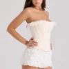Idella Cream Satin Lace Trim Corset Top Idella Cream Satin Lace Trim Corset Top