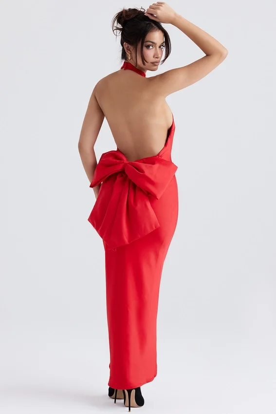 Ilaria Red Bow Halter Dress Ilaria Red Bow Halter Dress