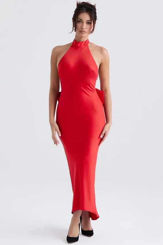 Ilaria Red Bow Halter Dress Ilaria Red Bow Halter Dress