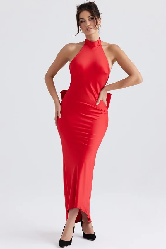 Ilaria Red Bow Halter Dress Ilaria Red Bow Halter Dress