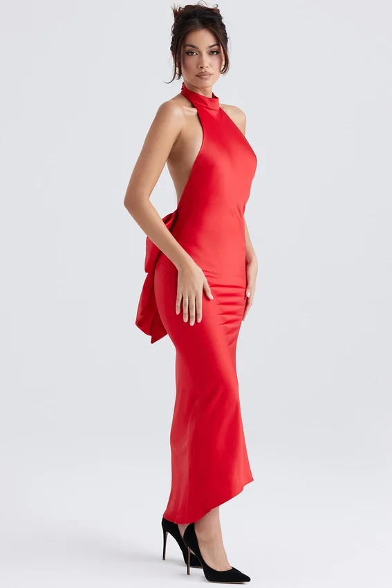 Ilaria Red Bow Halter Dress Ilaria Red Bow Halter Dress