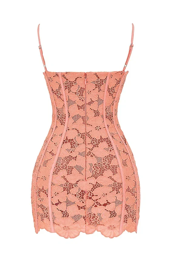 Ilayda Sorbet Embroidered Floral Lace Mini Dress Ilayda Sorbet Embroidered Floral Lace Mini Dress