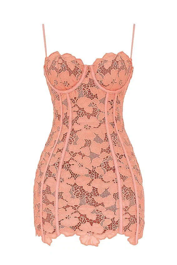 Ilayda Sorbet Embroidered Floral Lace Mini Dress Ilayda Sorbet Embroidered Floral Lace Mini Dress