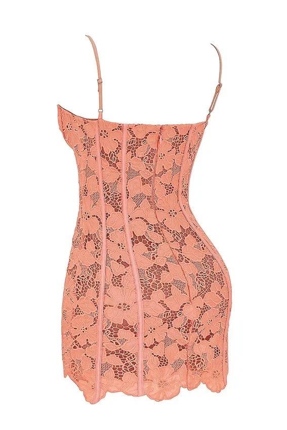Ilayda Sorbet Embroidered Floral Lace Mini Dress Ilayda Sorbet Embroidered Floral Lace Mini Dress