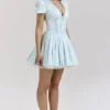 Imani Delicate Blue Satin Pleated Mini Dress Imani Delicate Blue Satin Pleated Mini Dress