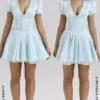 Imani Delicate Blue Satin Pleated Mini Dress Imani Delicate Blue Satin Pleated Mini Dress
