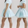 Imani Delicate Blue Satin Pleated Mini Dress Imani Delicate Blue Satin Pleated Mini Dress