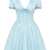 Imani Delicate Blue Satin Pleated Mini Dress Imani Delicate Blue Satin Pleated Mini Dress