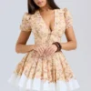 Imani Honeyflower Print Pleated Cotton Mini Dress Imani Honeyflower Print Pleated Cotton Mini Dress