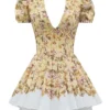 Imani Honeyflower Print Pleated Cotton Mini Dress Imani Honeyflower Print Pleated Cotton Mini Dress