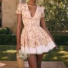 Imani Honeyflower Print Pleated Cotton Mini Dress Imani Honeyflower Print Pleated Cotton Mini Dress