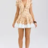 Imani Honeyflower Print Pleated Cotton Mini Dress Imani Honeyflower Print Pleated Cotton Mini Dress
