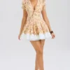Imani Honeyflower Print Pleated Cotton Mini Dress Imani Honeyflower Print Pleated Cotton Mini Dress