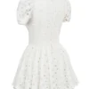 Imani White Pleated Broderie Anglais Mini Dress Imani White Pleated Broderie Anglais Mini Dress
