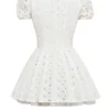 Imani White Pleated Broderie Anglais Mini Dress Imani White Pleated Broderie Anglais Mini Dress