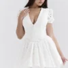 Imani White Pleated Broderie Anglais Mini Dress Imani White Pleated Broderie Anglais Mini Dress