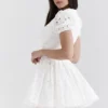 Imani White Pleated Broderie Anglais Mini Dress Imani White Pleated Broderie Anglais Mini Dress