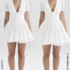 Imani White Pleated Broderie Anglais Mini Dress Imani White Pleated Broderie Anglais Mini Dress