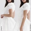 Imani White Pleated Broderie Anglais Mini Dress Imani White Pleated Broderie Anglais Mini Dress