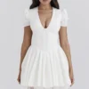 Imani White Pleated Cotton Mini Dress Imani White Pleated Cotton Mini Dress