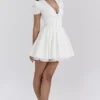 Imani White Pleated Cotton Mini Dress Imani White Pleated Cotton Mini Dress