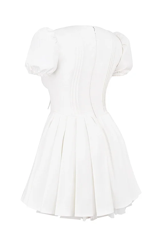 Imani White Pleated Cotton Mini Dress Imani White Pleated Cotton Mini Dress