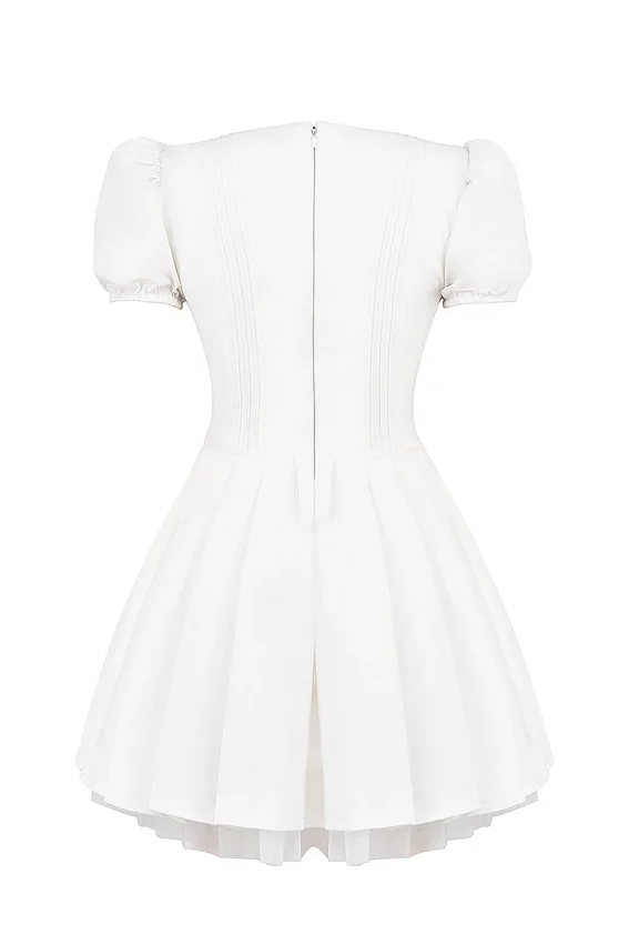 Imani White Pleated Cotton Mini Dress Imani White Pleated Cotton Mini Dress