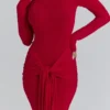Imogen Scarlet Red Hip Drape Maxi Dress