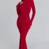 Imogen Scarlet Red Hip Drape Maxi Dress