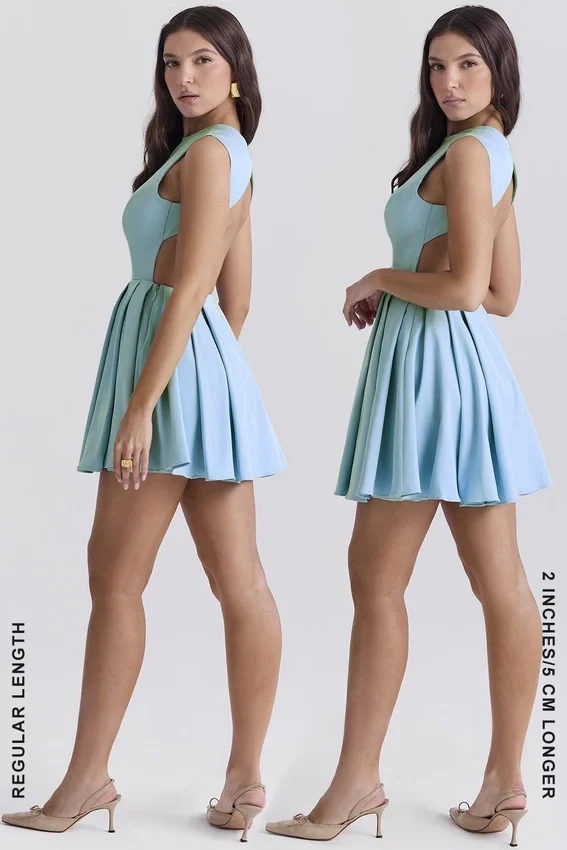 Ingrid Tuscan Blue Twill Mini Dress Ingrid Tuscan Blue Twill Mini Dress
