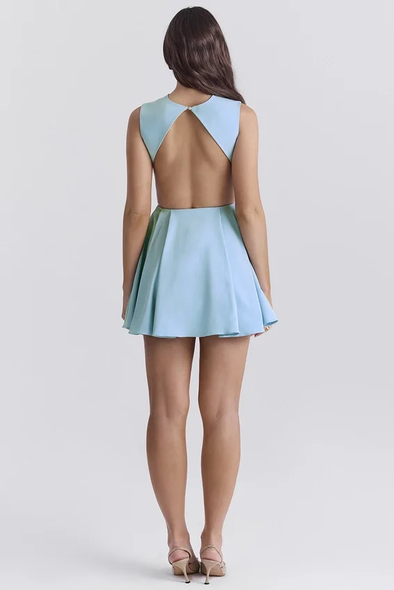 Ingrid Tuscan Blue Twill Mini Dress Ingrid Tuscan Blue Twill Mini Dress