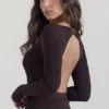 Inoe Espresso Open Back Bodysuit Inoe Espresso Open Back Bodysuit