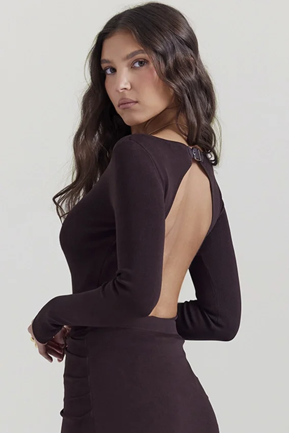 Inoe Espresso Open Back Bodysuit Inoe Espresso Open Back Bodysuit