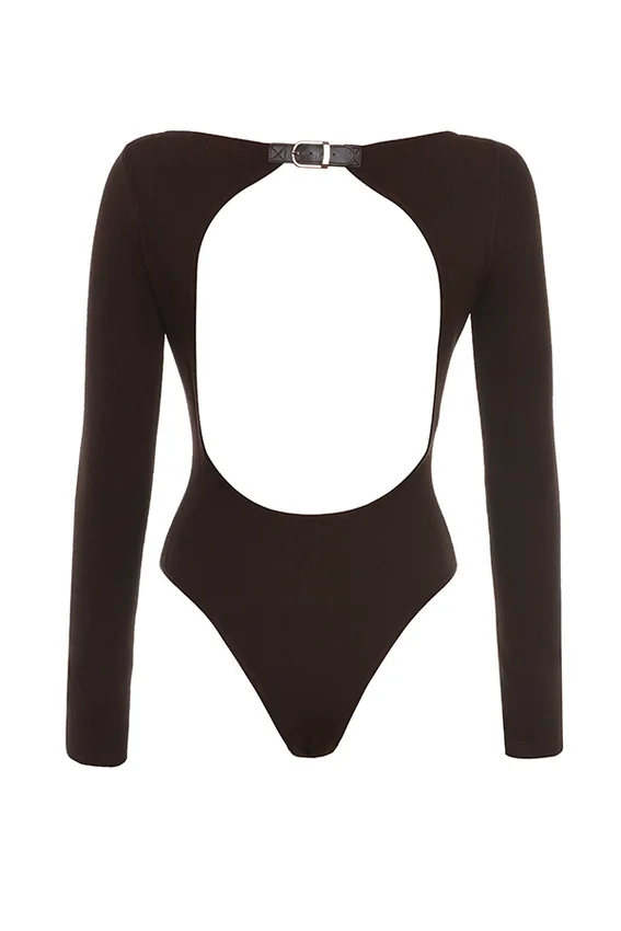 Inoe Espresso Open Back Bodysuit Inoe Espresso Open Back Bodysuit