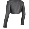 Ione Black Vegan Leather Cropped Top