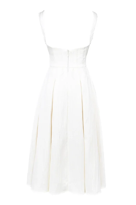 Isabeau Ivory Textured Satin Corset Midi Dress Isabeau Ivory Textured Satin Corset Midi Dress