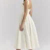 Isabeau Ivory Textured Satin Corset Midi Dress Isabeau Ivory Textured Satin Corset Midi Dress