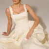 Isabeau Ivory Textured Satin Corset Midi Dress Isabeau Ivory Textured Satin Corset Midi Dress
