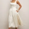 Isabeau Ivory Textured Satin Corset Midi Dress Isabeau Ivory Textured Satin Corset Midi Dress