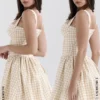 Isadora Gingerbread Gingham Mini Dress