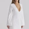 Isha White Bell Sleeve Cotton Mini Dress Isha White Bell Sleeve Cotton Mini Dress