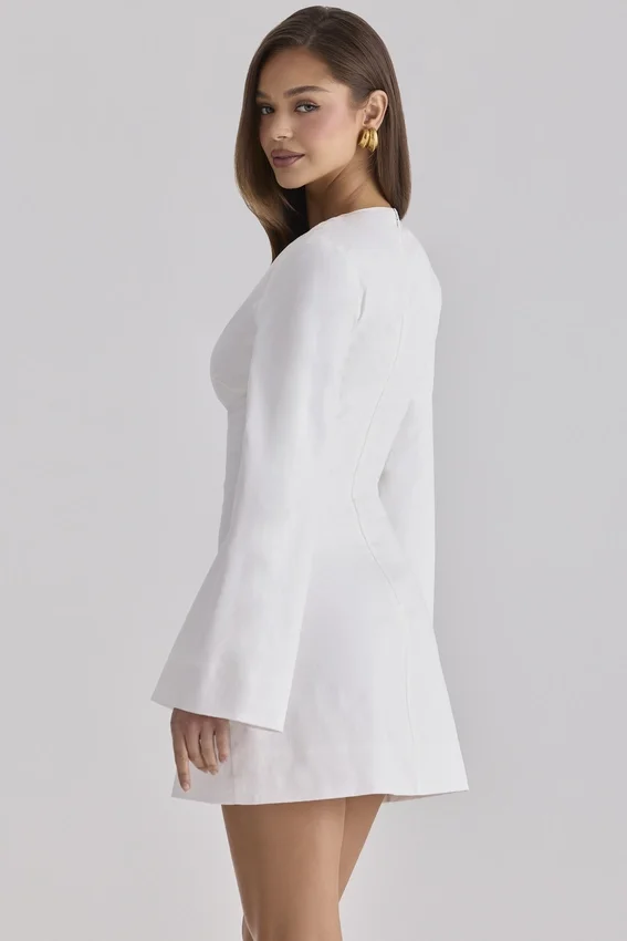 Isha White Bell Sleeve Cotton Mini Dress Isha White Bell Sleeve Cotton Mini Dress